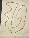 Edwardian Art Deco Gold Filled Bar Link Necklace, Ornate Antique Chain (25.5")