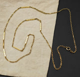 Edwardian Art Deco Gold Filled Bar Link Necklace, Ornate Antique Chain (25.5")