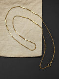 Edwardian Art Deco Gold Filled Bar Link Necklace, Ornate Antique Chain (25.5")