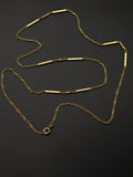 Edwardian Art Deco Gold Filled Bar Link Necklace, Ornate Antique Chain (25.5")