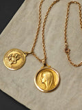Vintage French 18K Gold Saint Christopher Medal Medallion Pendant, Religious Protection Charm