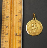 Vintage French 18K Gold Saint Christopher Medal Medallion Pendant, Religious Protection Charm