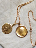 Vintage French 18K Gold Saint Christopher Medal Medallion Pendant, Religious Protection Charm