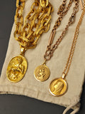 Vintage French 18K Aquarius Zodiac Horoscope Charm Pendant, Lucky Charm