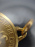 Vintage French 18K Gold Saint Christopher Medal Medallion Pendant, Religious Protection Charm