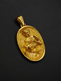 Vintage French 18K Aquarius Zodiac Horoscope Charm Pendant, Lucky Charm
