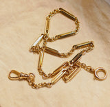 Antique 14k Yellow Gold Trombone Link Cable Link Watch Chain Necklace (Almost 14")