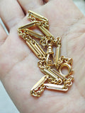 Antique 14k Yellow Gold Trombone Link Cable Link Watch Chain Necklace (Almost 14")