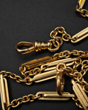 Antique 14k Yellow Gold Trombone Link Cable Link Watch Chain Necklace (Almost 14")