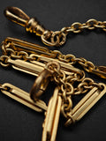 Antique 14k Yellow Gold Trombone Link Cable Link Watch Chain Necklace (Almost 14")