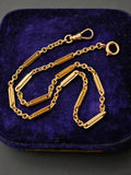 Antique 14k Yellow Gold Trombone Link Cable Link Watch Chain Necklace (Almost 14")