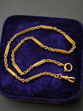 Antique 14k Yellow Gold Trombone Link Cable Link Watch Chain Necklace (Almost 14")