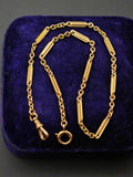 Antique 14k Yellow Gold Trombone Link Cable Link Watch Chain Necklace (Almost 14")