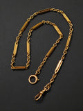 Antique 14k Yellow Gold Trombone Link Cable Link Watch Chain Necklace (Almost 14")