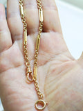 Antique 14k Yellow Gold Trombone Link Cable Link Watch Chain Necklace (Almost 14")