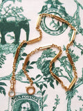 Antique 14k Yellow Gold Trombone Link Cable Link Watch Chain Necklace (Almost 14")
