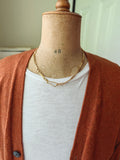 Antique 14k Yellow Gold Trombone Link Cable Link Watch Chain Necklace (Almost 14")