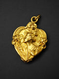 Antique Art Nouveau French 18k Repoussé Gibson Girl Slide Locket, Gift for Her