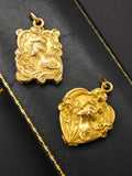 Antique Art Nouveau French 18k Repoussé Gibson Girl  Slide Locket, Gift for Her