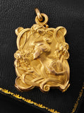 Antique Art Nouveau French 18k Repoussé Gibson Girl Rectangular Slide Locket, Gift for Her
