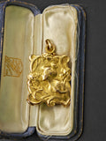 [Sold via Layaway]Antique Art Nouveau French 18k Repoussé Gibson Girl Rectangular Slide Locket, Gift for Her