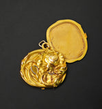Antique Art Nouveau French 18k Repoussé Gibson Girl Oval Slide Locket, Gift for Her