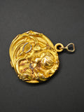 Antique Art Nouveau French 18k Repoussé Gibson Girl Oval Slide Locket, Gift for Her