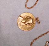 Antique French 18K Gold Devotional Virgin Mary Medal Pendant, Religious Protection Charm