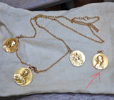 Antique French 18K Gold Devotional Virgin Mary Medal Pendant, Religious Protection Charm