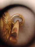 Classic French Vintage 18K Gold Augis "Qu'hier Que Demain" Love Charm Pendant with Laurel Border