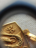 Small Vintage French 18K Pisces Zodiac Charm Pendant | French Eagle Head Hallmark, Lucky Charm