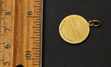 Antique French 18K Gold Virgin Mary Medal Pendant Engraved 1943, Religious Protection Charm