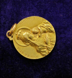 Antique French 18K  Jesus and  Virgin Mary Double-sided Religious Medal Charm Pendant, Protection Charm