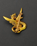 Antique French 18k Gold Old Mine Cut Damond Chimera Griffin Dragon Brooch, Circa 1900