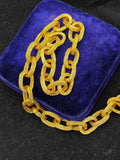 Vintage 18K Yellow Gold Textured Oval Link Chain Choker Statement Necklace