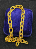 Vintage 18K Yellow Gold Textured Oval Link Chain Choker Statement Necklace