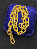Vintage 18K Yellow Gold Textured Oval Link Chain Choker Statement Necklace