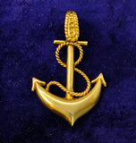 Vintage 18K Gold Anchor Charm/Pendant, Lucky Charm, Protection Talisman