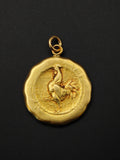 Antique French 18K Gold Gaul Medal Pendant, AS Harden Vercingetorix Gallic Rooster Coin Pendant, Early 1920s