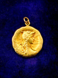 Antique French 18K Gold Gaul Medal Pendant, AS Harden Vercingetorix Gallic Rooster Coin Pendant, Early 1920s