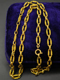 Vintage 18K Yellow Gold Textured Oval Link Chain Necklace, 21" Long, Gift for Her