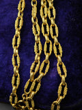 Vintage 18K Yellow Gold Textured Oval Link Chain Necklace, 21" Long, Gift for Her