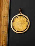 Antique 1899 United States Liberty Head Gold Coin Pendant in French 18K Bezel