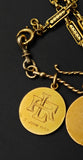 Antique French 18K Gold Devotional Virgin Mary Medal Pendant , Signed F. Vernon, Religious Protection Charm