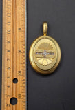 Large Antique Victorian English 15K 15CT Solid Gold Old Cut Diamond  Oval Locket, 0.50 CTW, Circa 1880s