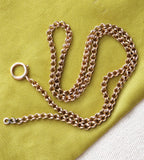 Antique Victorian 10K Solid Gold Double Interlocking Link Collar Chain Necklace, Locket Watch Chain, 17.5 Inches