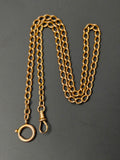 Antique 18K Solid Yellow Gold Big Curvy Link Albert Watch Chain Necklace, 20.5", Gift for Her