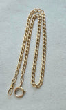 Antique 18K Solid Yellow Gold Big Curvy Link Albert Watch Chain Necklace, 20.5", Gift for Her