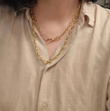 Vintage 18K Yellow Gold Textured Oval Link Chain Necklace, 21" Long, Gift for Her