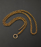 Antique Victorian 10K Solid Gold Double Interlocking Link Collar Chain Necklace, Locket Watch Chain, 17.5 Inches